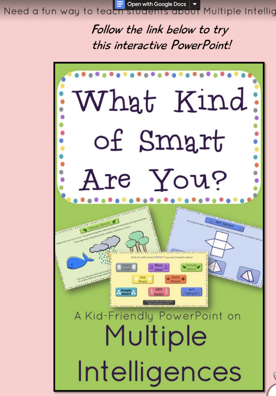 What Kind of Smart Are You Worksheet