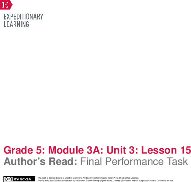 Author’s Read: Final Performance Task Lesson Plan
