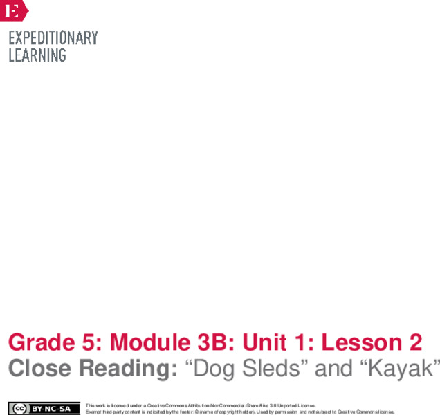 Close Reading: “Dog Sleds” and “Kayak” Lesson Plan
