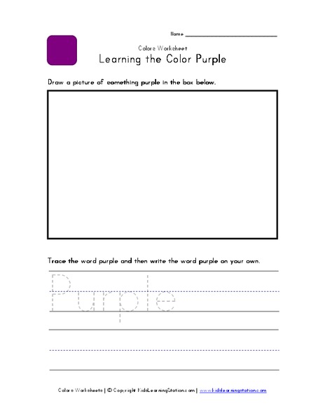 Learning the Color Purple Worksheet