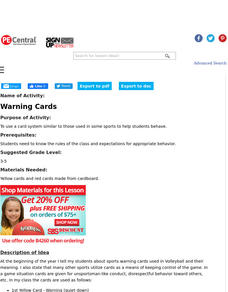 Warning Cards Lesson Plan