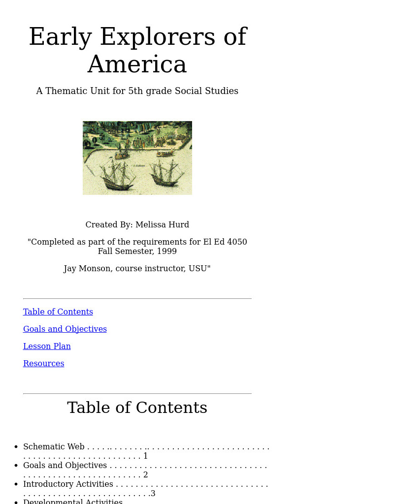 Early Explorers of America Lesson Plan