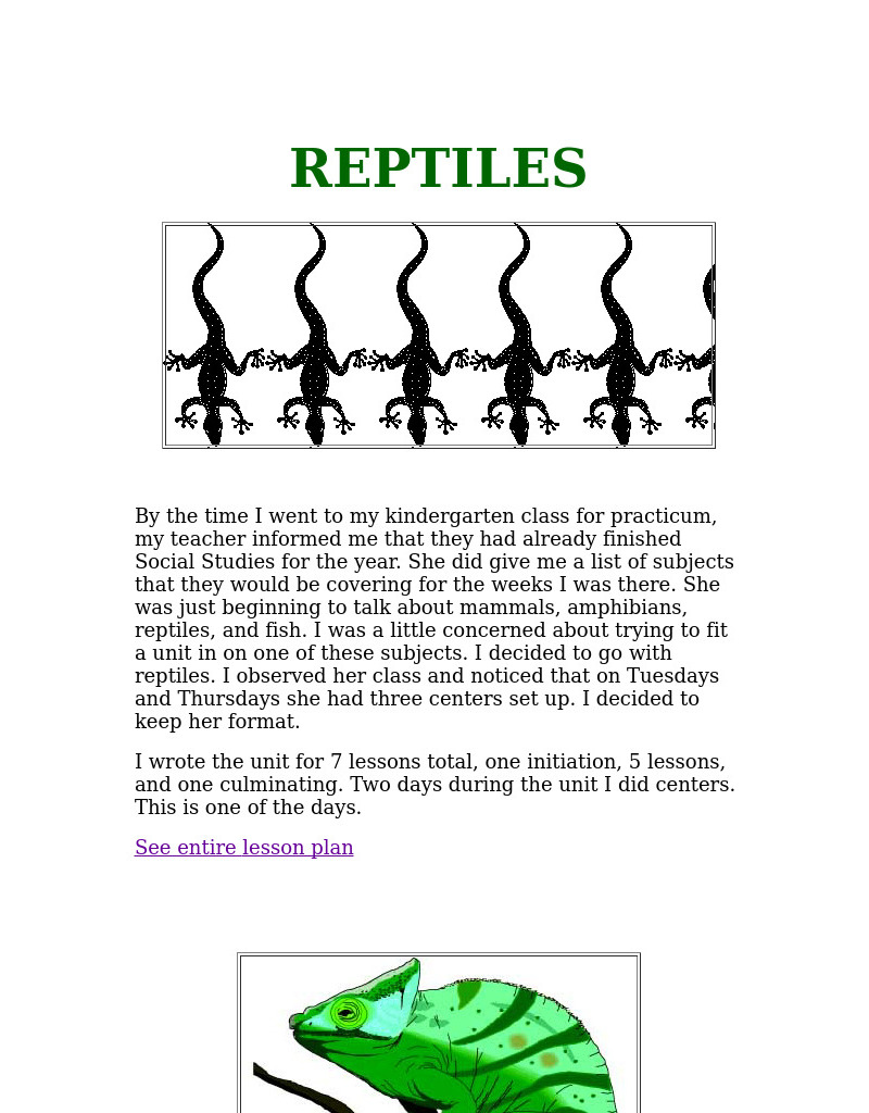 REPTILES Lesson Plan