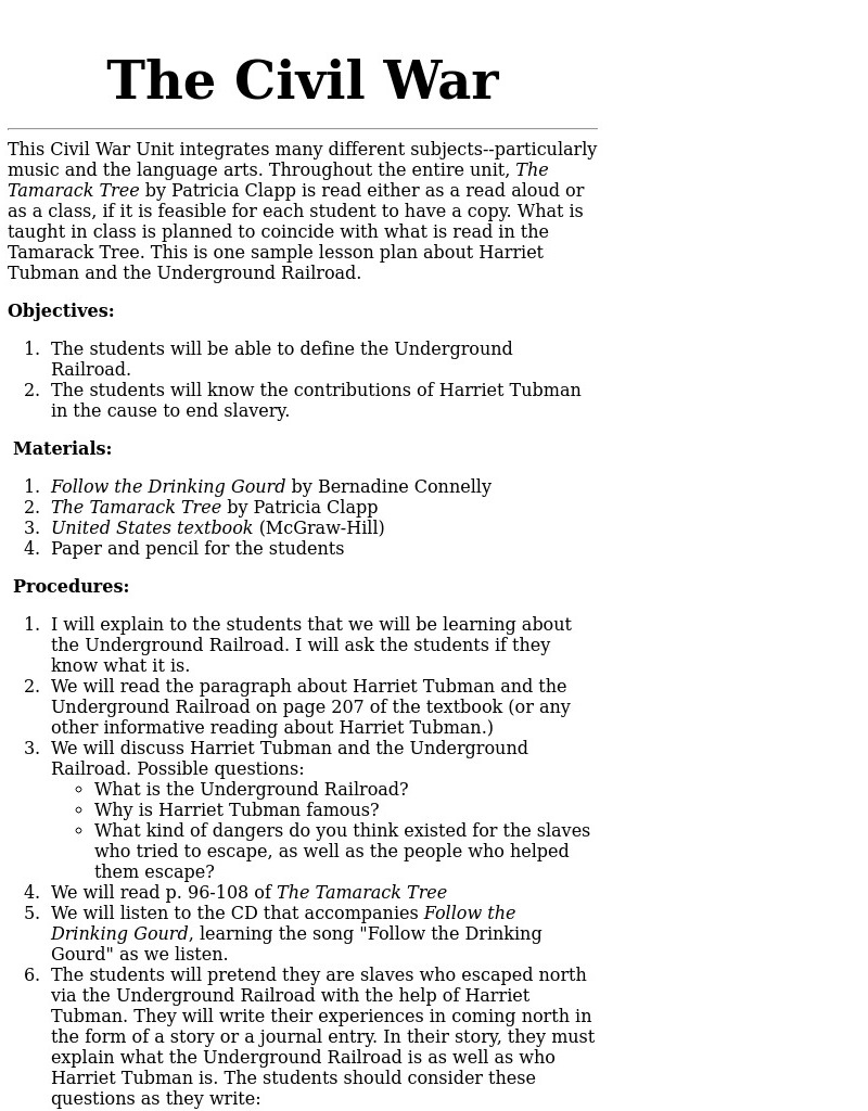 The Civil War Lesson Plan