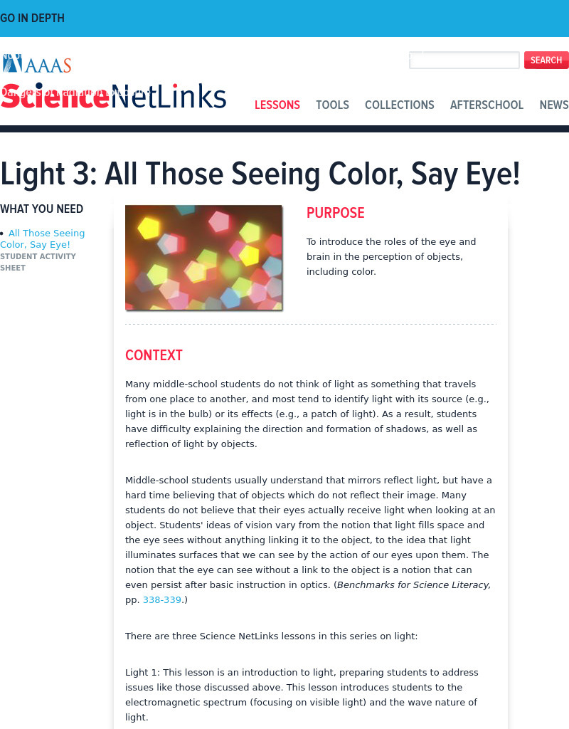 All Those Seeing Color, Say Eye! Lesson Plan