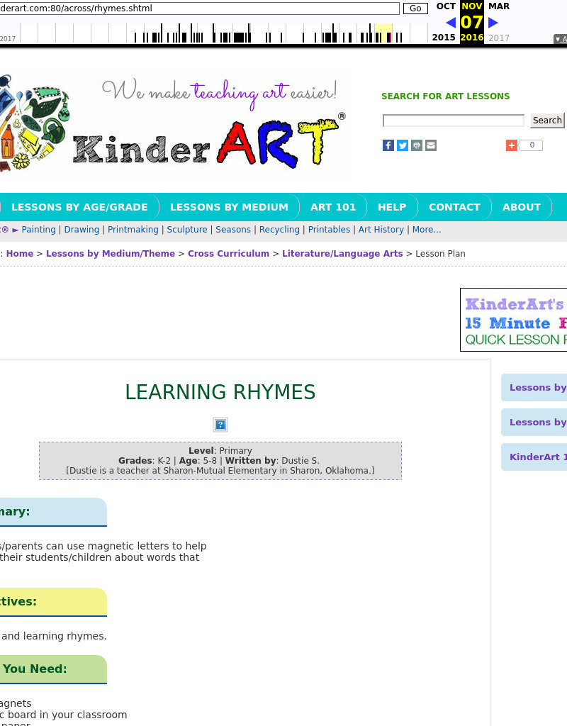 Learning Rhymes Lesson Plan
