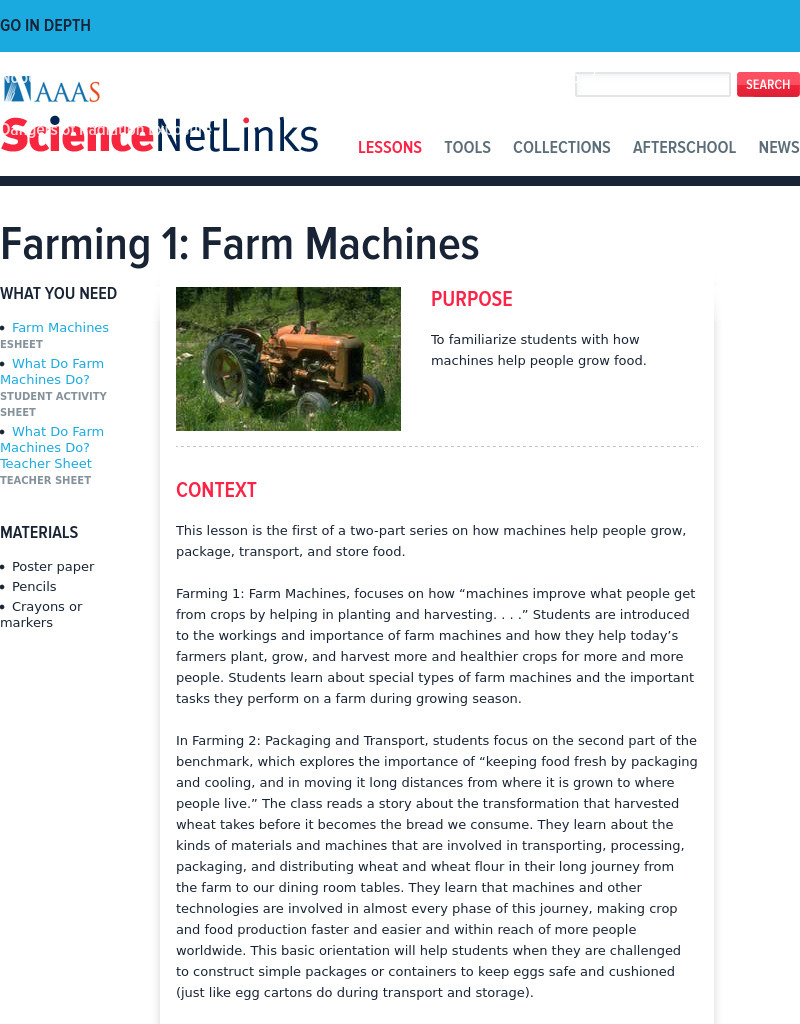 Farming 1: Farm Machines Lesson Plan