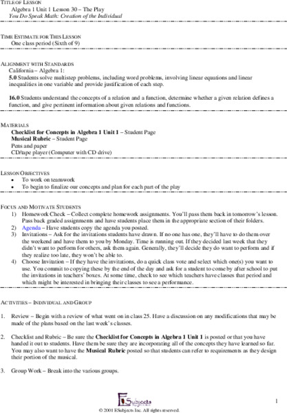 The Play Lesson Plan