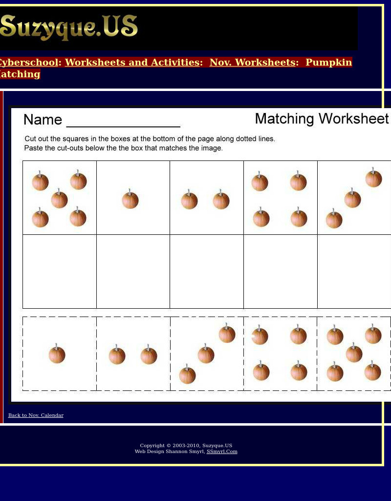 Pumpkin Matching Worksheet