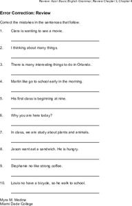Error Correction: Review Worksheet
