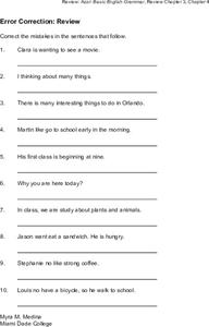 Error Correction: Review Worksheet