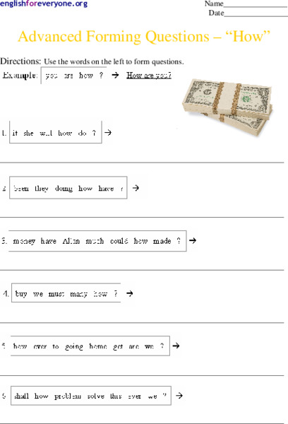 Advanced Forming Questions - "How?" Worksheet