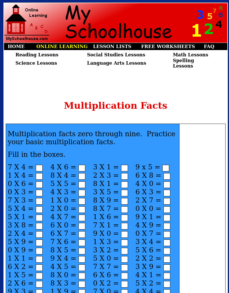 Multiplication Facts Interactive
