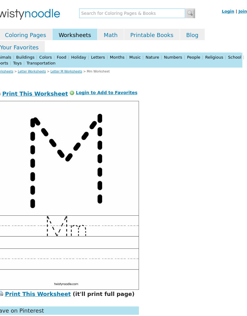 Letter M Practice Worksheet