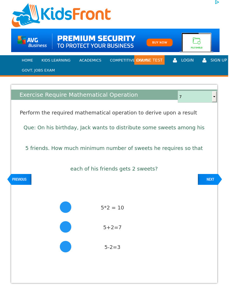 Choose the correct number sentence Interactive