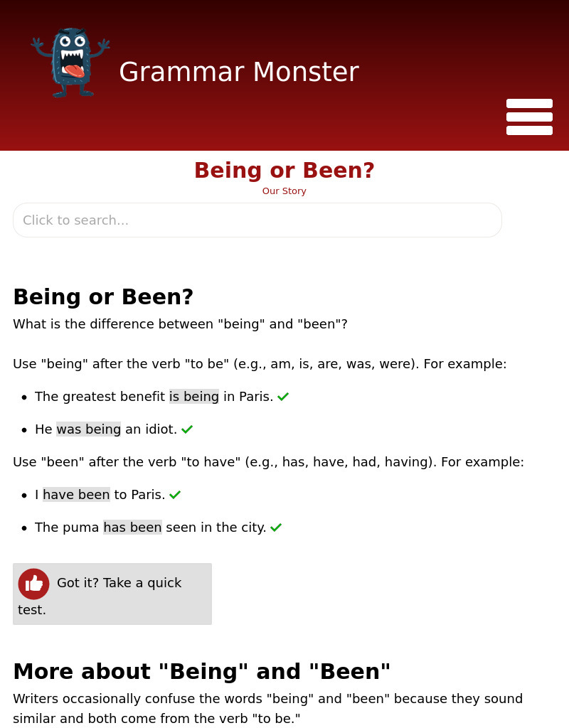 Being/Been Interactive