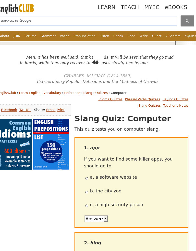 Slang Quiz: Computer Interactive