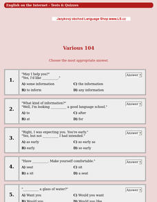 Dialogue Worksheet--Various 104 Interactive