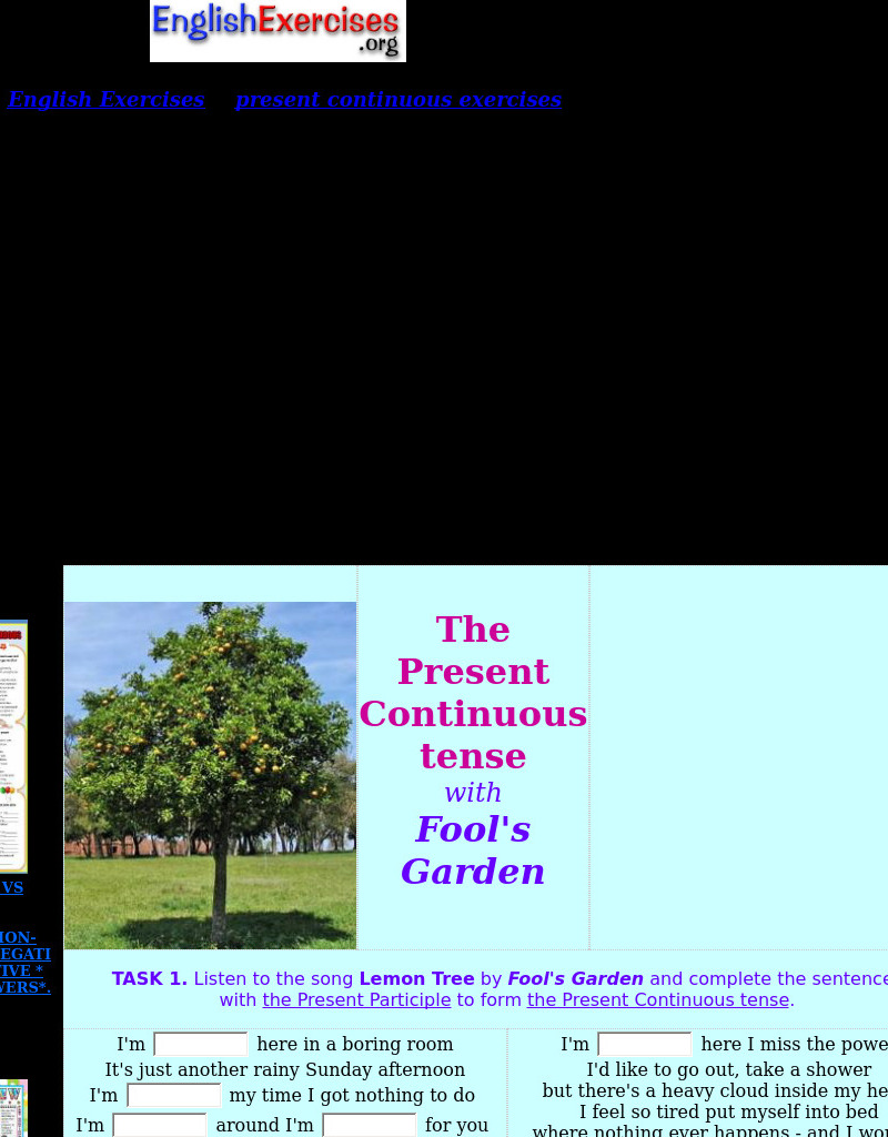 Present Continuous Tense With Fool's Garden Interactive