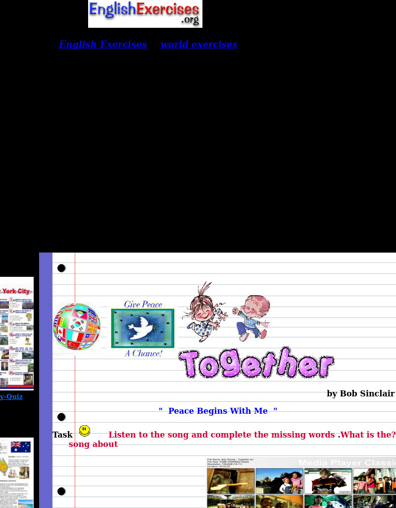 English Exercises:  Activities to Teach Peace Interactive