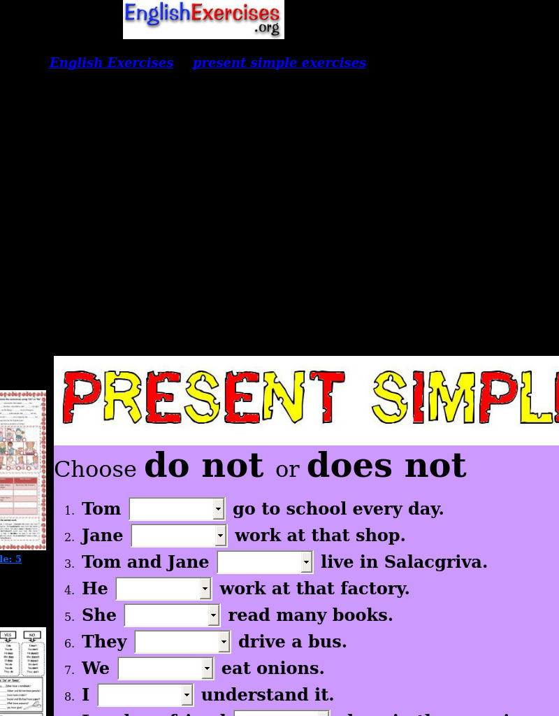 English Exercises: Present Simple Tense Interactive
