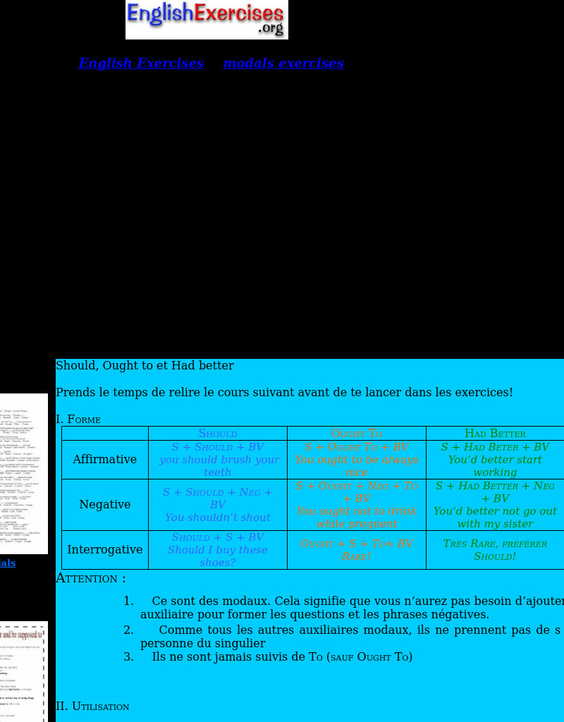 Should, Ought To, and Had Better Interactive