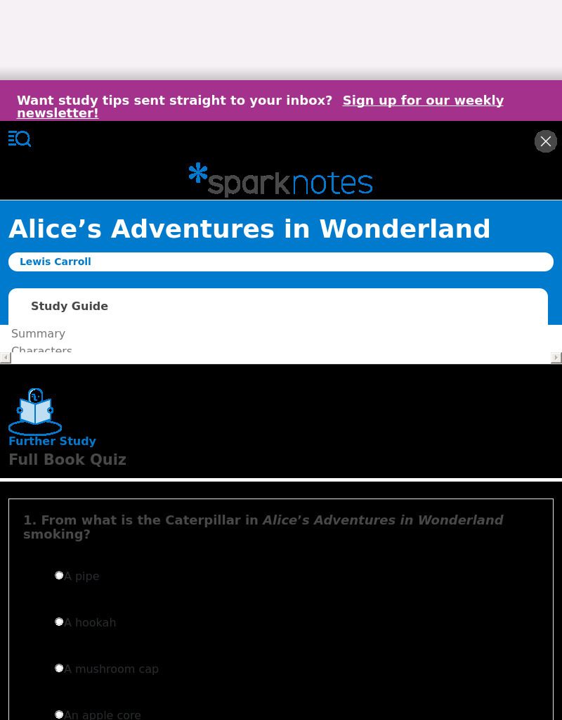 Alice's Adventures in Wonderland:  Quiz Interactive