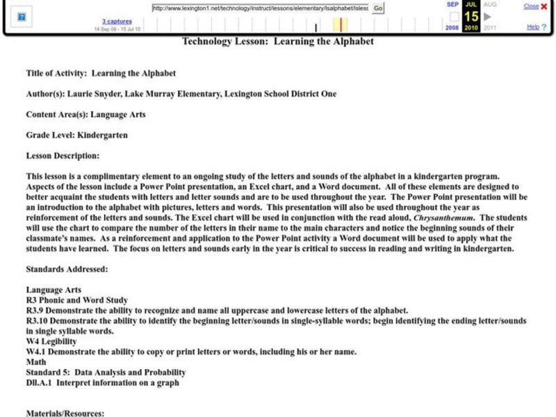 Learning the Alphabet Lesson Plan