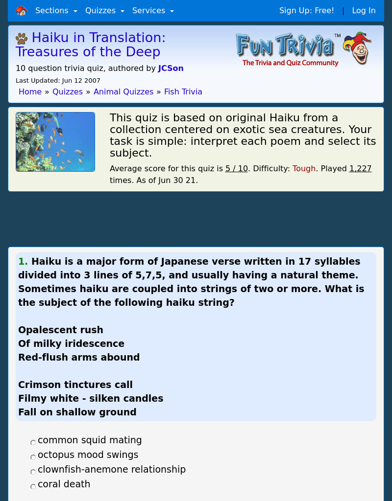 Haiku in Translation: Treasure of the Deep Interactive