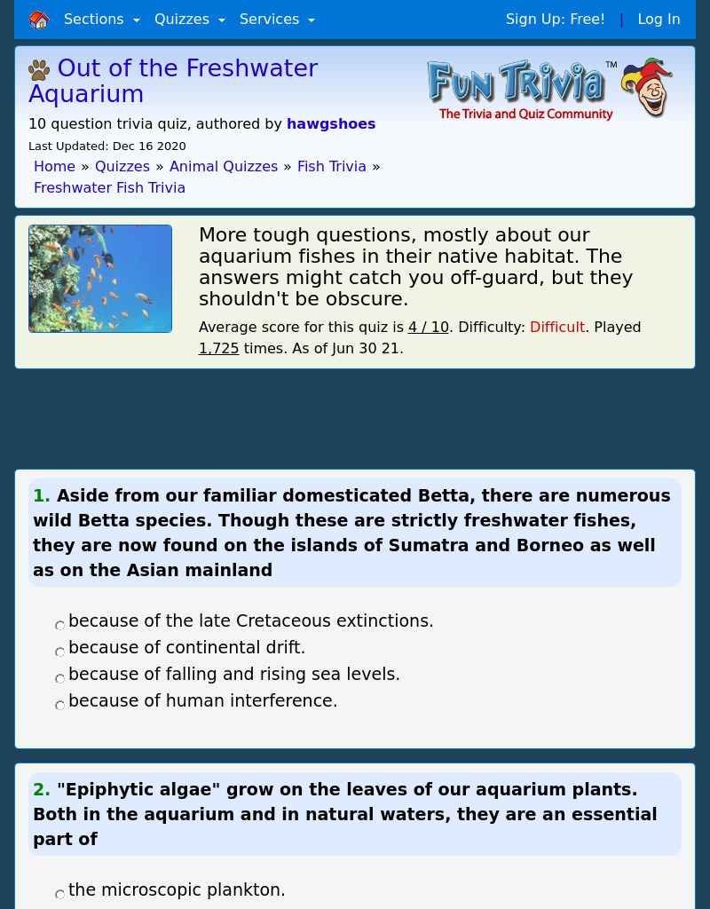 Out of the Freshwater Aquarium Interactive