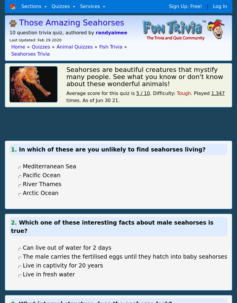 Those Amazing Seahorses Interactive