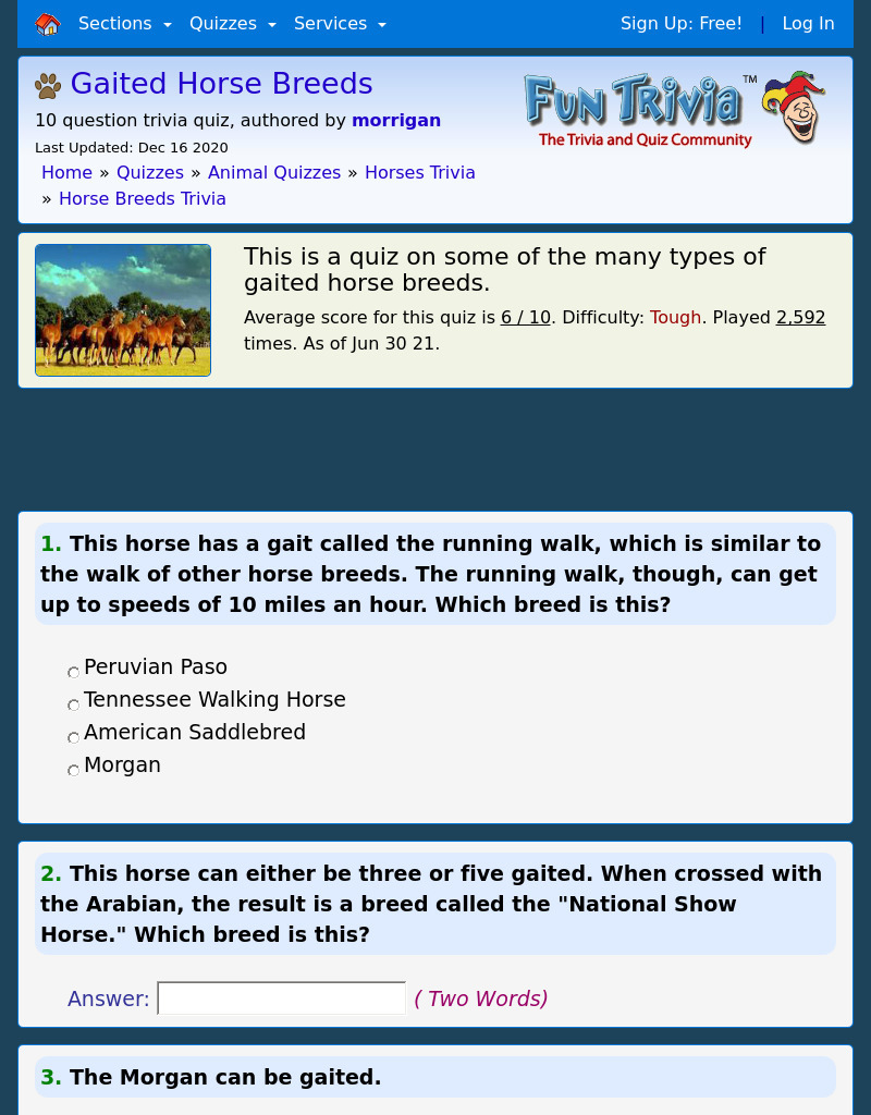 Gaited Horse Breeds Interactive