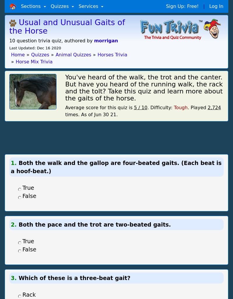 Usual and Unusual GAits of the Horse Interactive