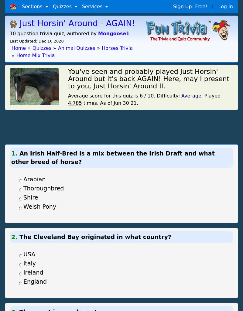 Just Horsin' Around-AGAIN! Quiz Interactive