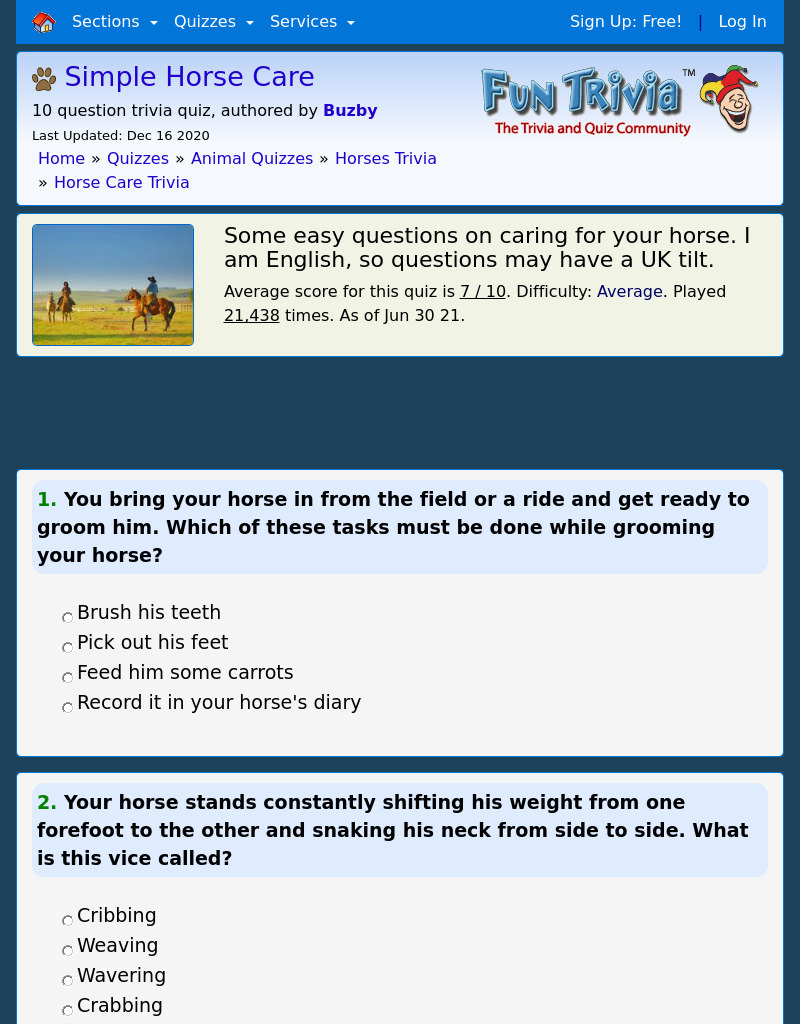 Simple Horse Care Interactive