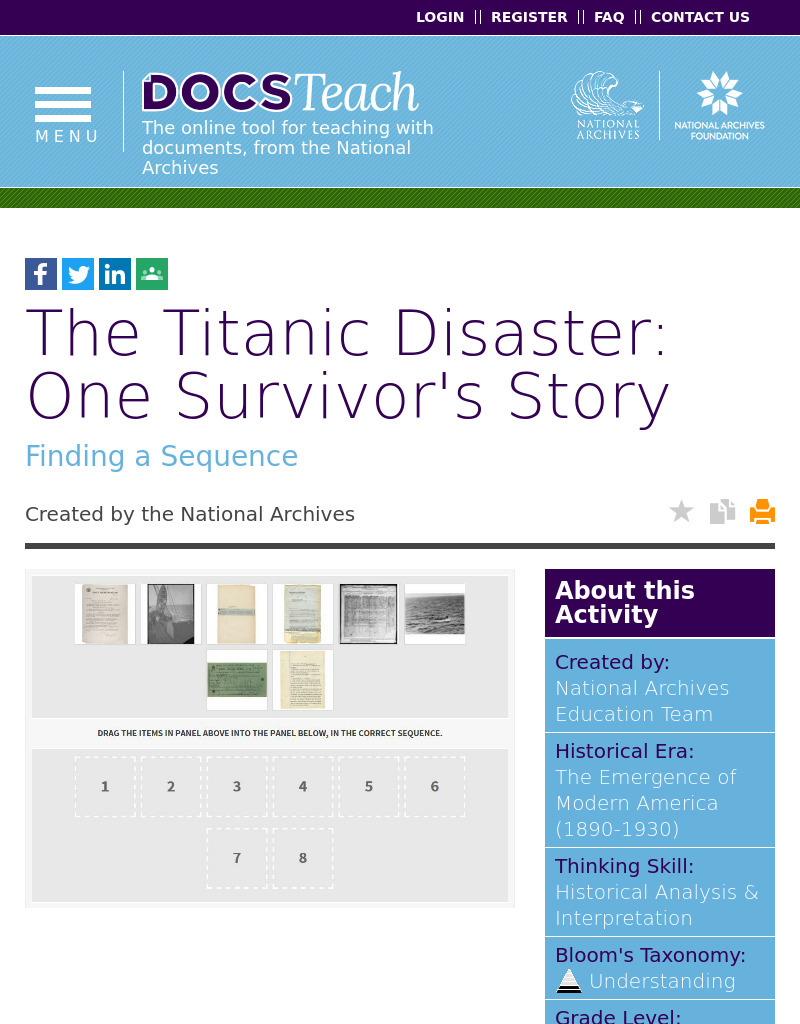 The Titanic Disaster: One Survivor's Story Interactive