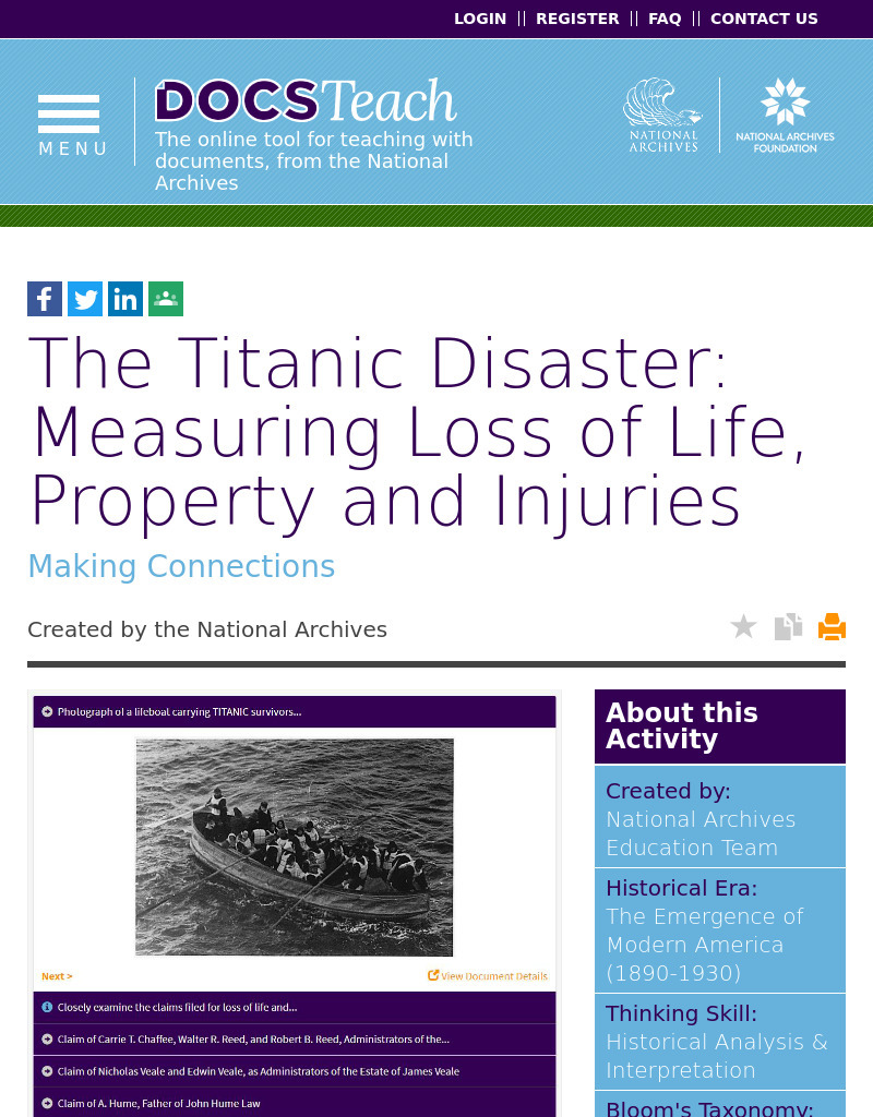 The Titanic Disaster: Measuring Loss of Life, Property and Injuries Interactive
