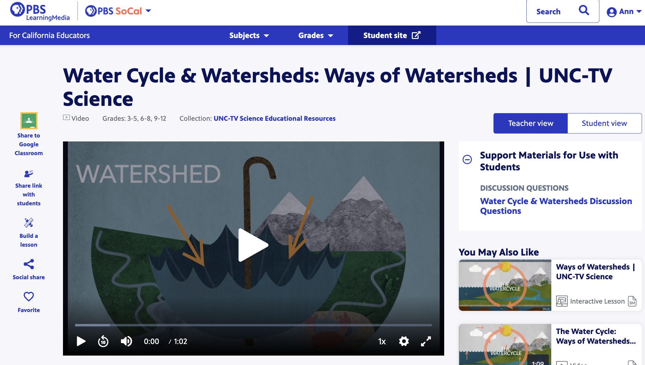 Water Cycle and Watersheds: Ways of Watersheds | UNC-TV Science Instructional Video