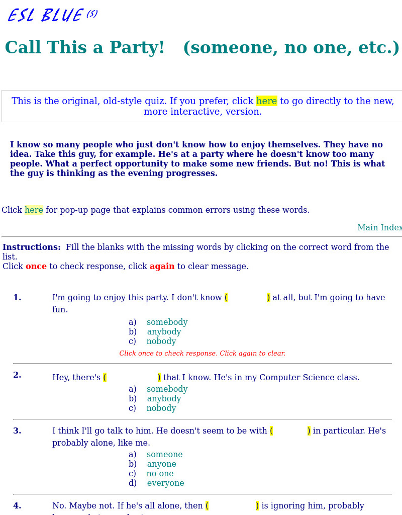 Use of "some", "any", "no" Interactive