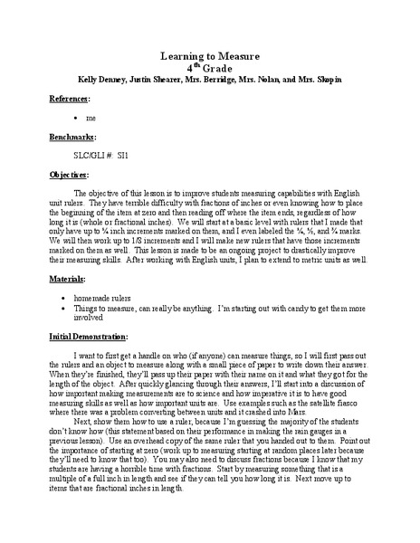 Learning to Measure Lesson Plan