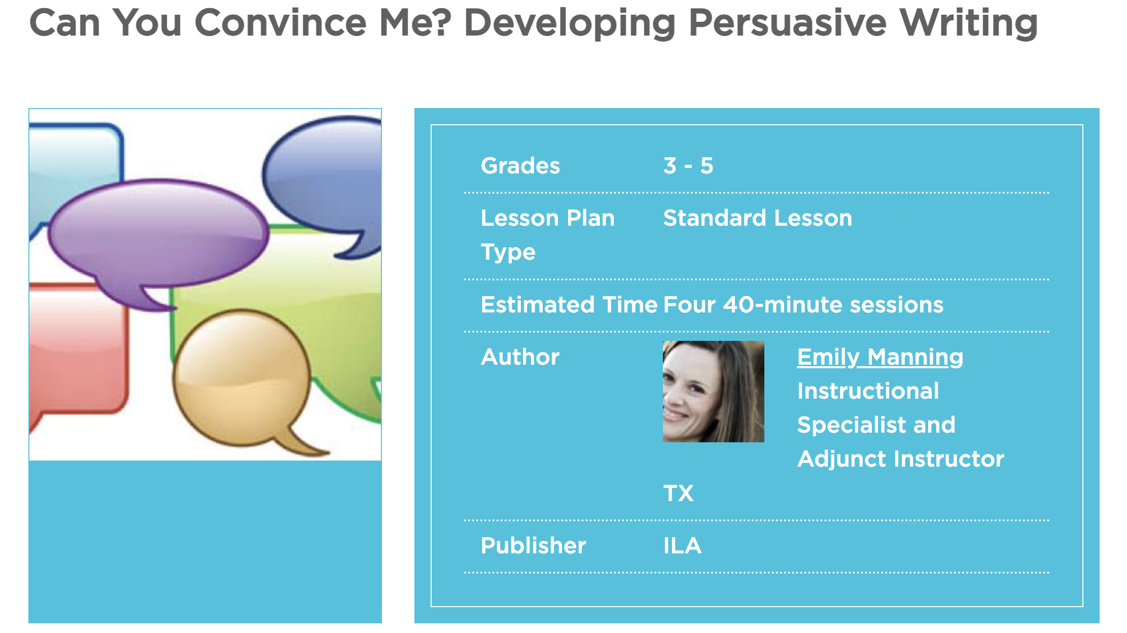 Can You Convince Me? Developing Persuasive Writing Lesson Plan