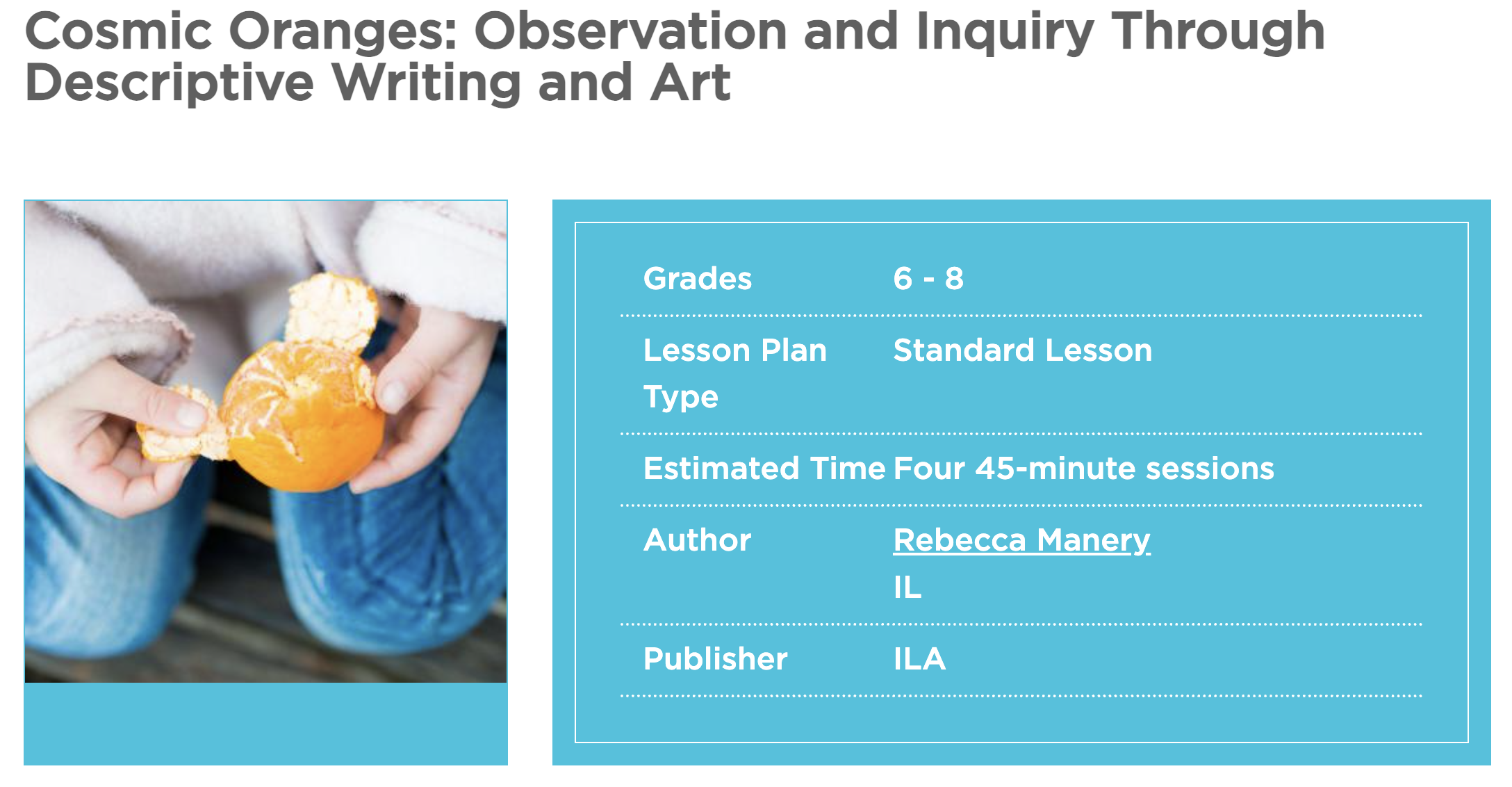 Cosmic Oranges: Observation and Inquiry Through Descriptive Writing and Art Lesson Plan