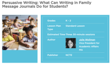 Persuasive Writing: What Can Writing In Family Message Journals Do For Students? Lesson Plan
