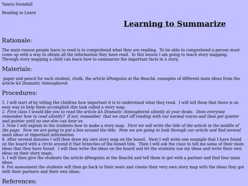 Learning to Summarize Lesson Plan