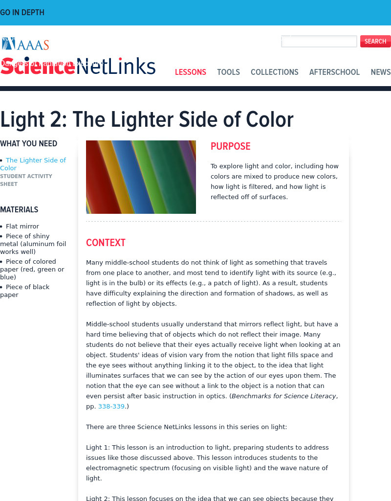 Light 2: The Lighter Side of Color Lesson Plan
