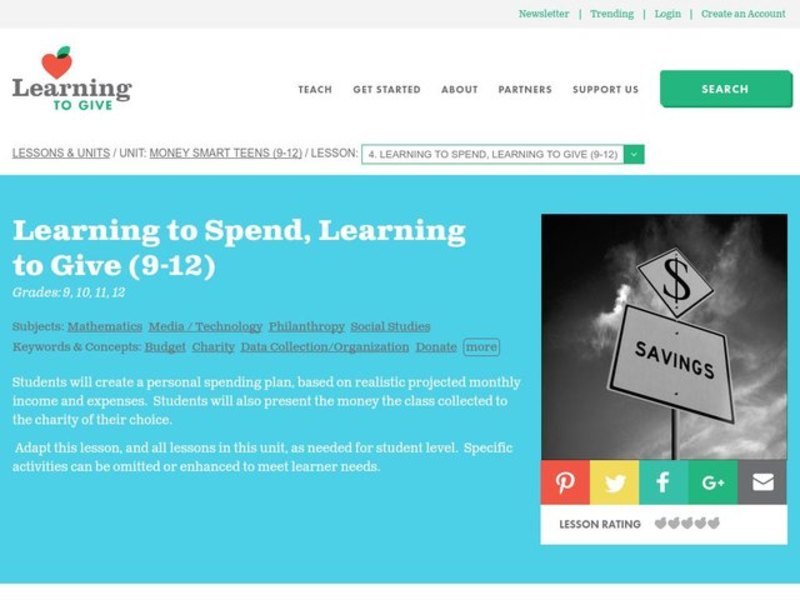 Learning to Spend, Learning to Give Lesson Plan