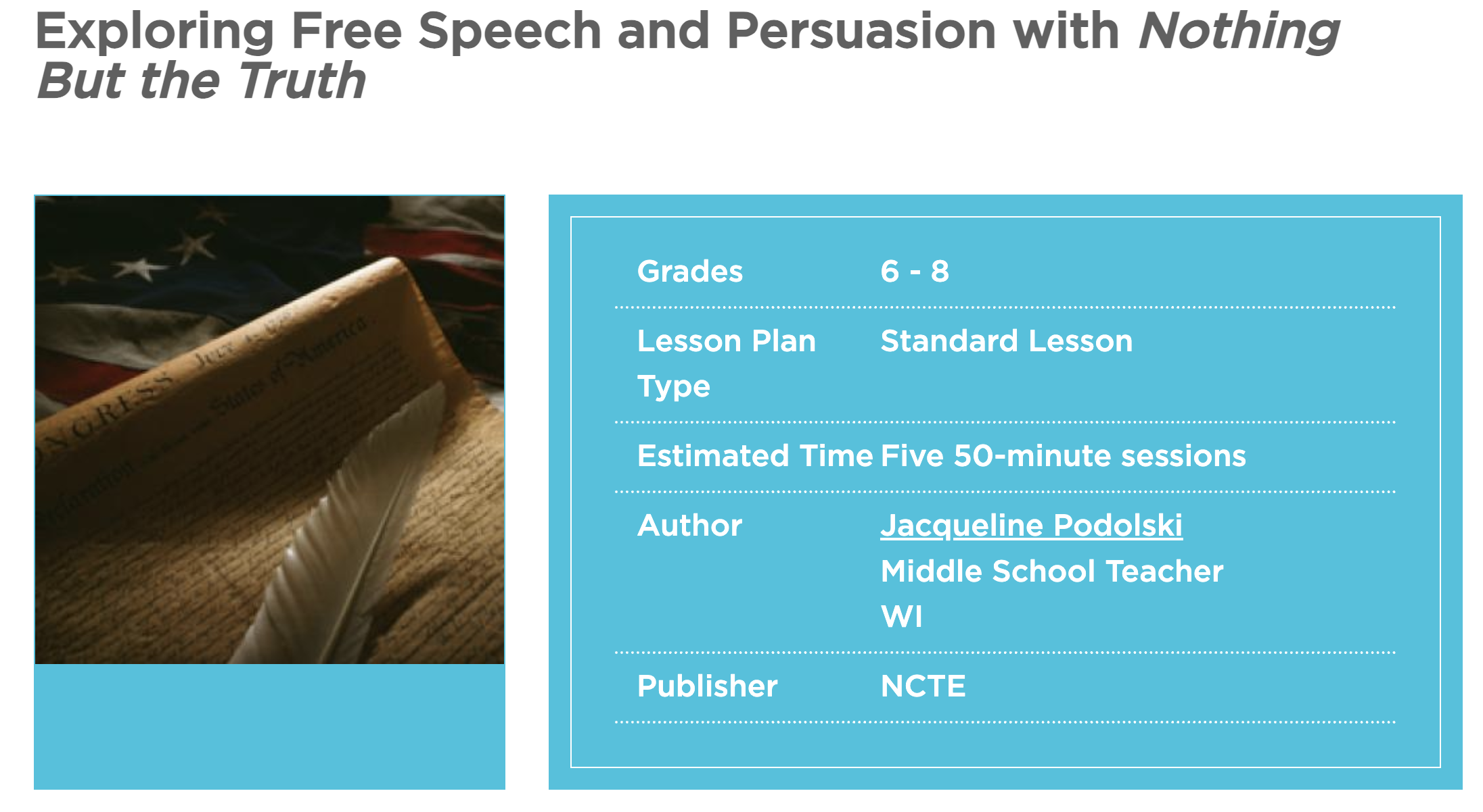 Exploring Free Speech and Persuasion with Nothing But The Truth Lesson Plan