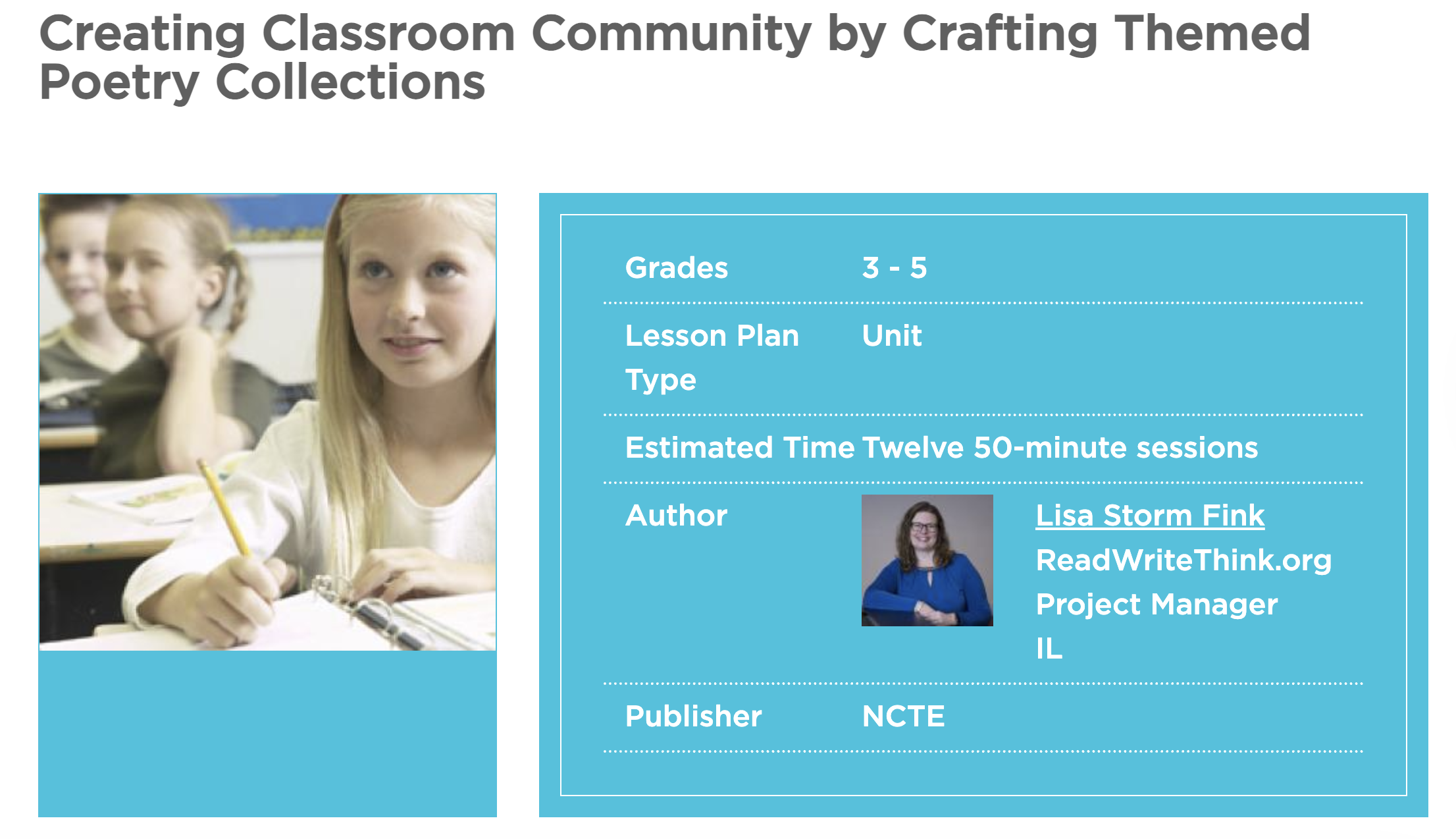 Creating Classroom Community By Crafting Themed Poetry Collections Unit Plan