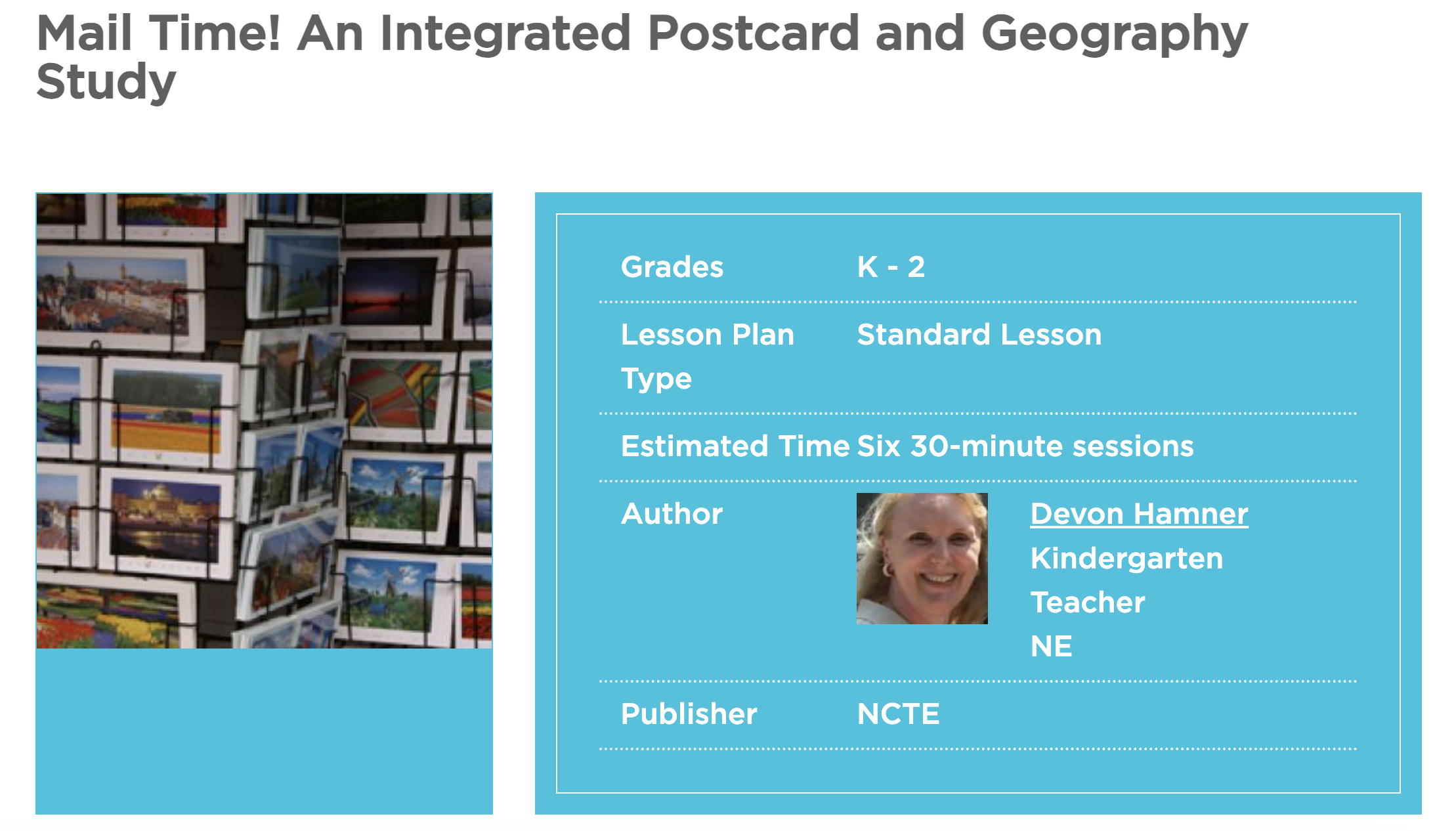 Mail Time! An Integrated Postcard and Geography Study Lesson Plan