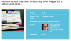 Inquiry on the Internet: Evaluating Web Pages For A Class Collection Lesson Plan